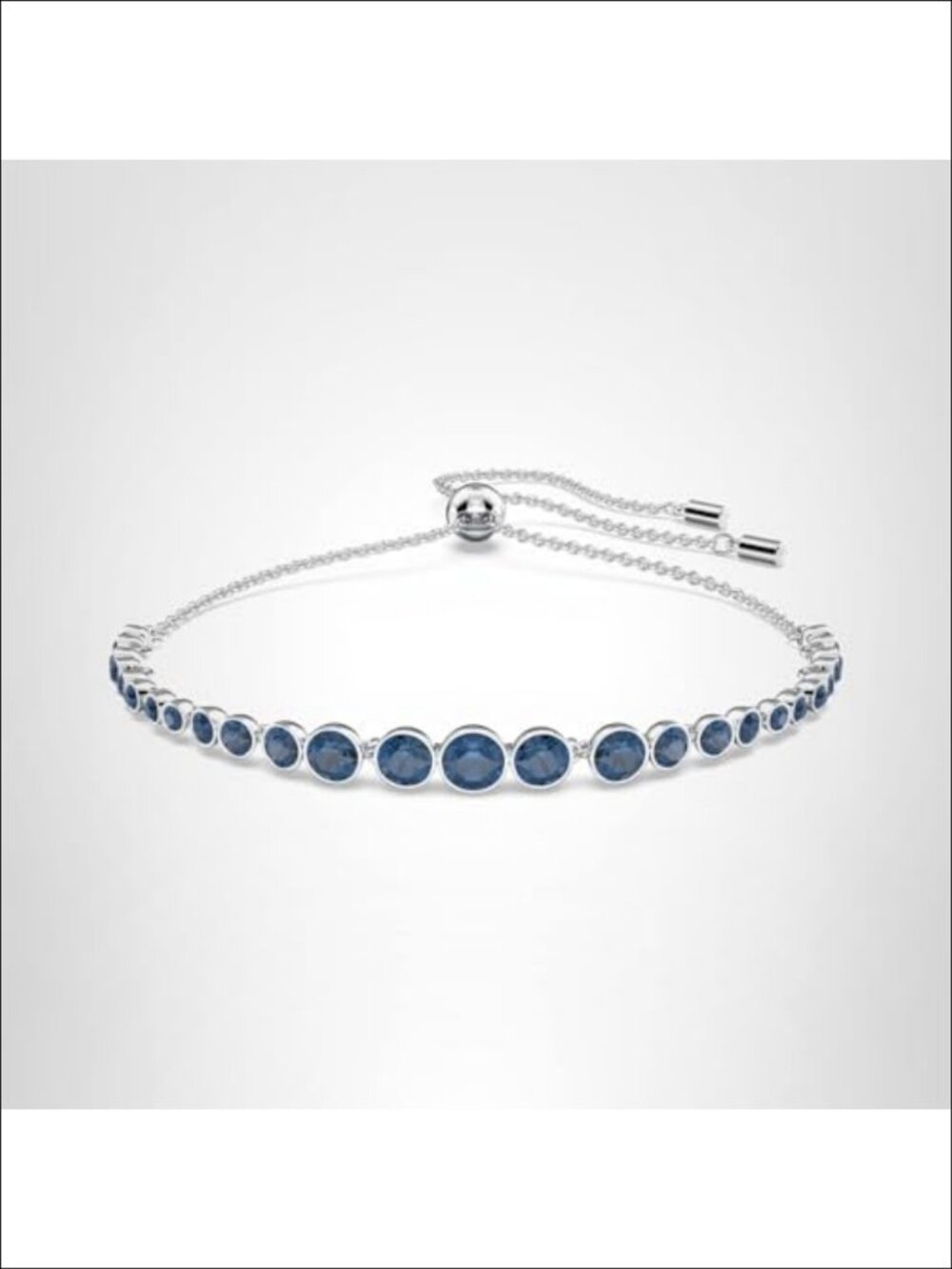 Swarovski Crystal Tennis Bracelet Rhodium Plated Adjustable 9.5 in